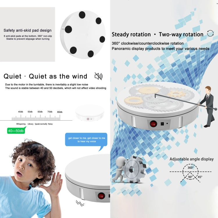 42cm Charging Rotating Display Stand Video Shooting Turntable, Load: 100kg, Power Plug:EU Plug(White) -  by PMC TechLife | Online Shopping South Africa | PMC TechLife | Buy Now Pay Later Mobicred