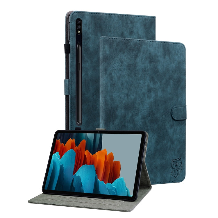 For Samsung Galaxy Tab S9 Tiger Pattern Flip Leather Tablet Case(Dark Blue) - Galaxy Tab S9 Cases by PMC Jewellery | Online Shopping South Africa | PMC Jewellery | Buy Now Pay Later Mobicred