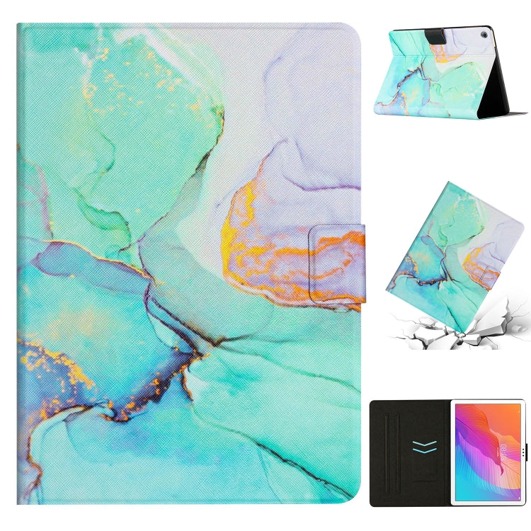 For Huawei MatePad T10s Marble Pattern Leather Tablet Case(Green) - Huawei by PMC TechLife | Online Shopping South Africa | PMC TechLife | Buy Now Pay Later Mobicred