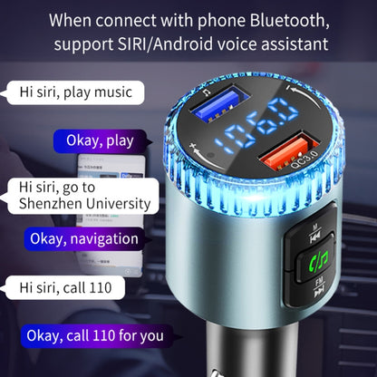 BC77 QC3.0 Fast Charging Car Bluetooth Hands-free MP3 Player FM Transmitter(Navy Blue) - Bluetooth Car Kits by PMC Jewellery | Online Shopping South Africa | PMC Jewellery | Buy Now Pay Later Mobicred