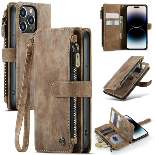 For iPhone 14 Pro Max CaseMe C30 Multifunctional Phone Leather Case (Brown) - iPhone 14 Pro Max Cases by CaseMe | Online Shopping South Africa | PMC Jewellery | Buy Now Pay Later Mobicred