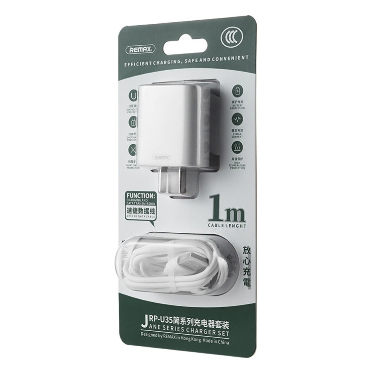 REMAX RP-U35 Jane Series 2.1A Dual USB Port Fast Charger Set, Cable:8 Pin(CN Plug) - USB Charger by REMAX | Online Shopping South Africa | PMC Jewellery | Buy Now Pay Later Mobicred