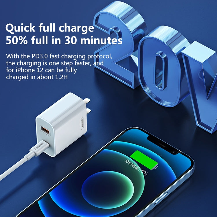 REMAX RP-U68 20W USB+USB-C/Type-C Dual Interface Fast Charger Set, Specification:CN Plug(White) - free shipping - PMC Jewellery - Order now!