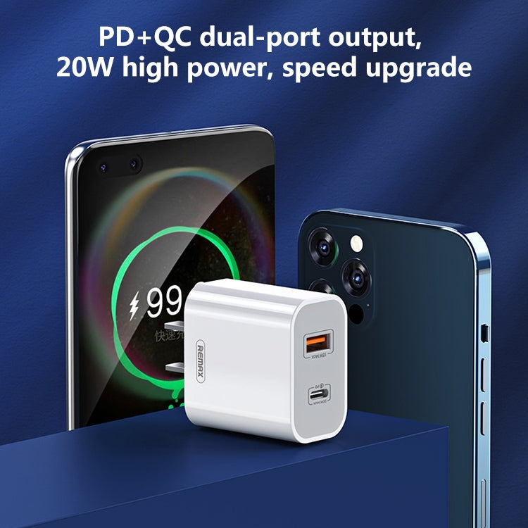 REMAX RP-U68 20W USB+USB-C/Type-C Dual Interface Fast Charger Set, Specification:EU Plug(White) - free shipping - PMC Jewellery - Order now!