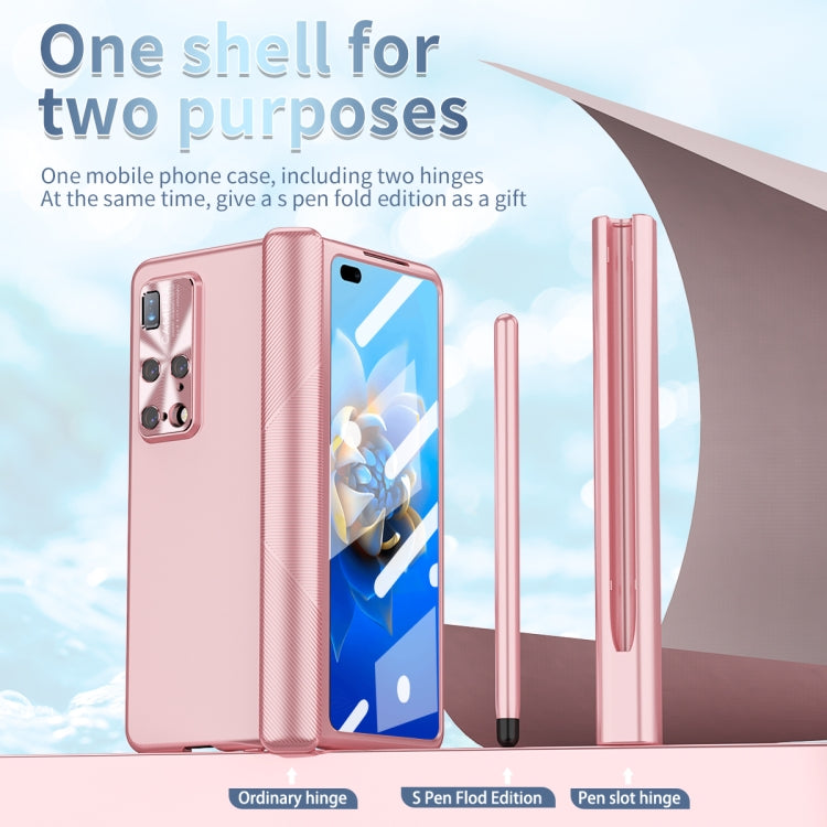 For Huawei Mate X2 Electroplating Hinged Folding Phone Case with S Pen Fold Edtion(Pink) - Huawei Cases by PMC TechLife | Online Shopping South Africa | PMC TechLife | Buy Now Pay Later Mobicred