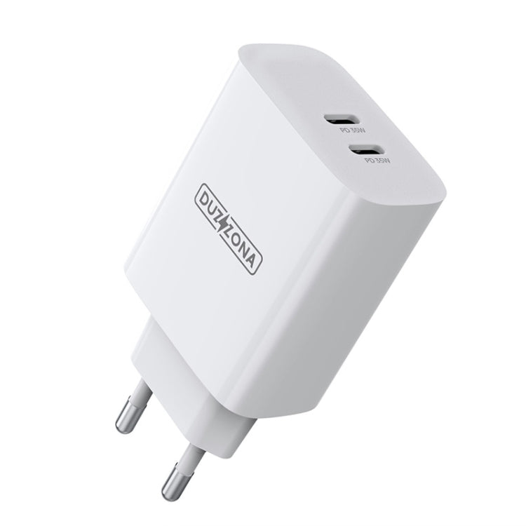 DUZZONA T4 PD 35W Dual Type-C Ports Travel Charger, Plug Type:EU Plug(White) - USB Charger by DUZZONA | Online Shopping South Africa | PMC Jewellery | Buy Now Pay Later Mobicred