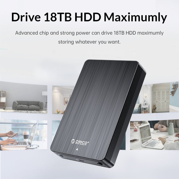 ORICO HM35C3 3.5 inch USB3.1 Gen1 Type-C Hard Drive Enclosure, Plug:AU Plug(Black) - HDD Enclosure by ORICO | Online Shopping South Africa | PMC Jewellery | Buy Now Pay Later Mobicred