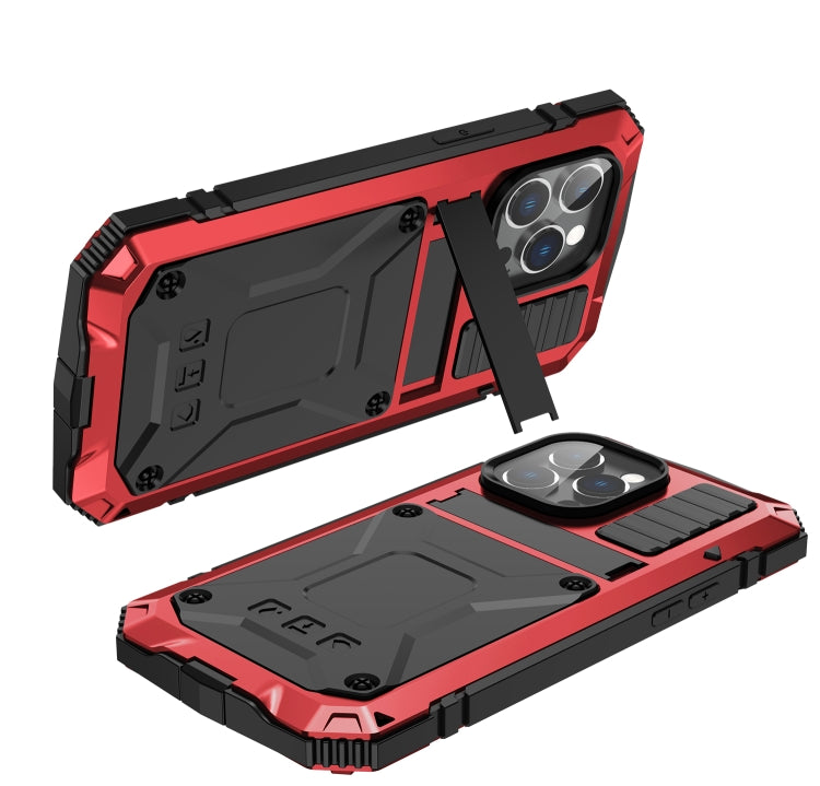 For iPhone 14 Pro R-JUST Shockproof Waterproof Dust-proof Case with Holder(Red) - iPhone 14 Pro Cases by R-JUST | Online Shopping South Africa | PMC Jewellery | Buy Now Pay Later Mobicred