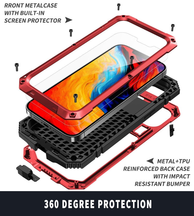 For iPhone 14 Plus R-JUST Shockproof Waterproof Dust-proof Case with Holder (Red) - iPhone 14 Plus Cases by R-JUST | Online Shopping South Africa | PMC Jewellery