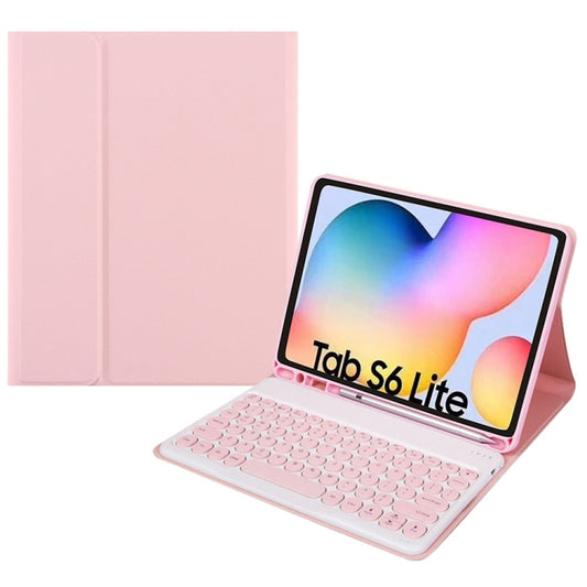 Round Cap Bluetooth Keyboard Leather Case with Pen Slot, without Touchpad For Samsung Galaxy Tab S7(Pink+Pink Keyboard) - Samsung Keyboard by PMC Jewellery | Online Shopping South Africa | PMC Jewellery