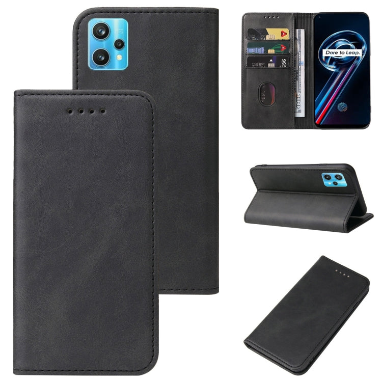 For Realme 9 Pro+ Magnetic Closure Leather Phone Case(Black) - OPPO Cases by PMC Jewellery | Online Shopping South Africa | PMC Jewellery | Buy Now Pay Later Mobicred