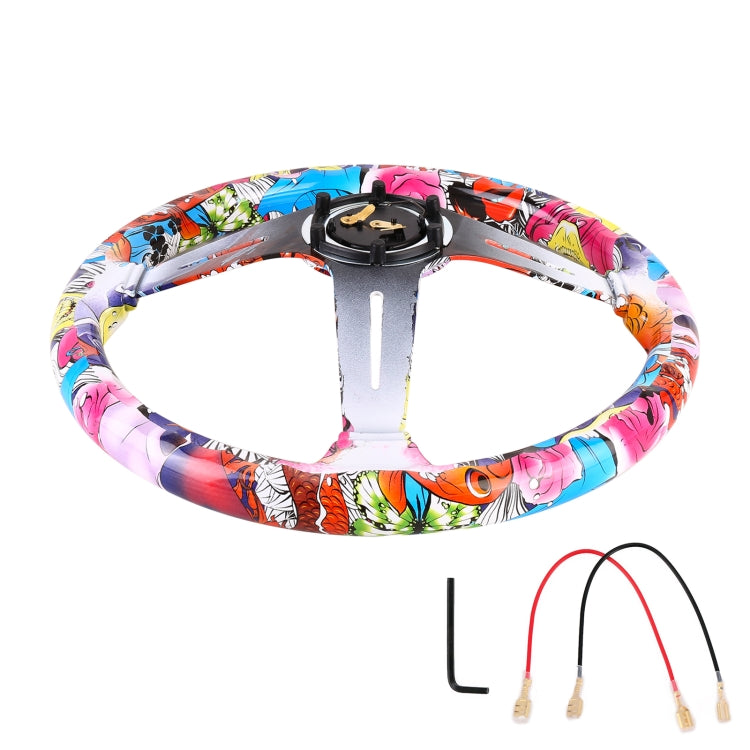 35cm Car Racing Graffiti ABS Steering Wheel(Style 2) - Steering Wheel Accessories by PMC Jewellery | Online Shopping South Africa | PMC Jewellery | Buy Now Pay Later Mobicred