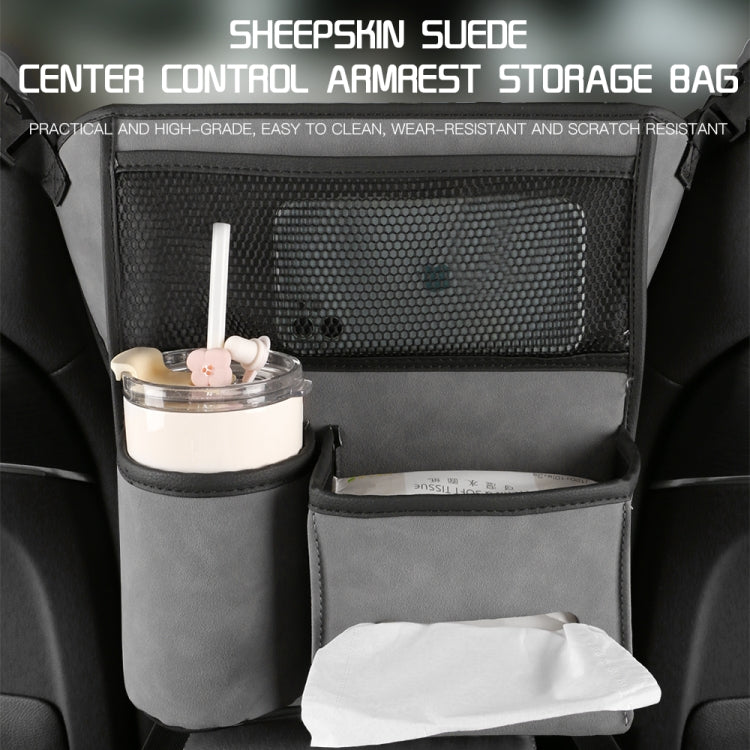 Car Center Console Hanging Bag Sheepskin Leather Storage Bag(Black) - Seat Accessories by PMC Jewellery | Online Shopping South Africa | PMC Jewellery | Buy Now Pay Later Mobicred