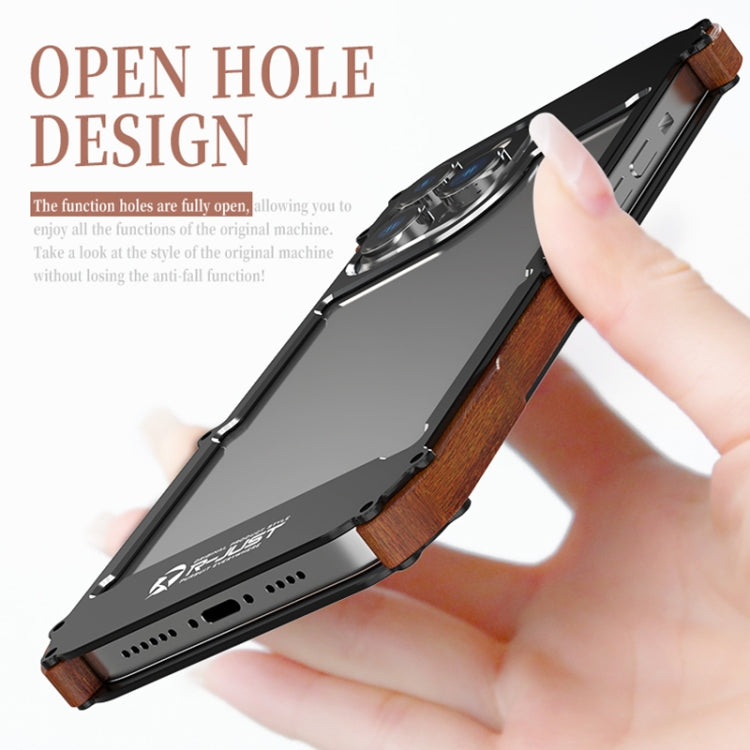 For iPhone 14 Plus R-JUST Ironwood Generation Metal + Wood Phone Case - iPhone 14 Plus Cases by R-JUST | Online Shopping South Africa | PMC TechLife | Buy Now Pay Later Mobicred