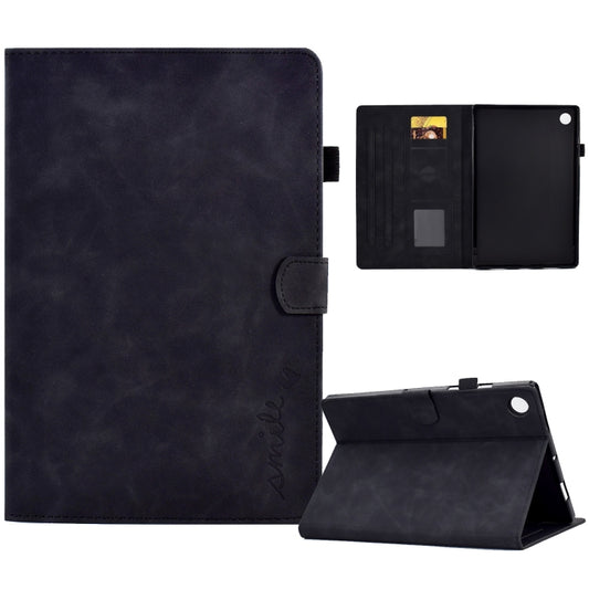 For Lenovo Tab M10 Plus 3rd Gen 10.6 inch Embossed Smile Flip Tablet Leather Case(Black) - Lenovo by PMC Jewellery | Online Shopping South Africa | PMC Jewellery | Buy Now Pay Later Mobicred