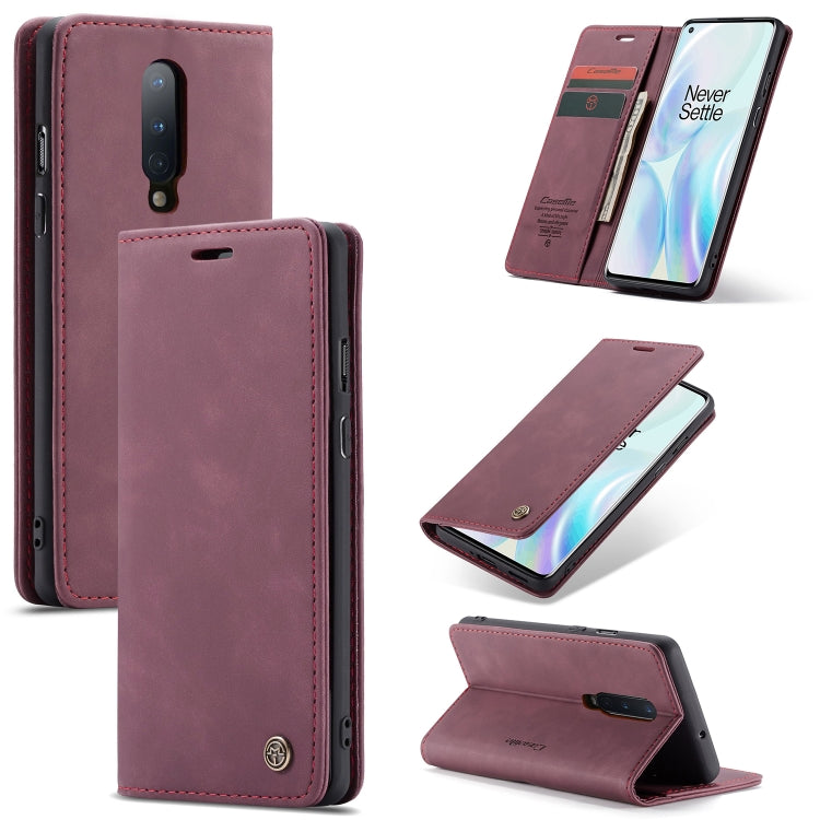 For OnePlus 8 CaseMe Multifunctional Horizontal Flip Leather Case, with Card Slot & Holder & Wallet(Wine Red) - OnePlus Cases by CaseMe | Online Shopping South Africa | PMC Jewellery | Buy Now Pay Later Mobicred