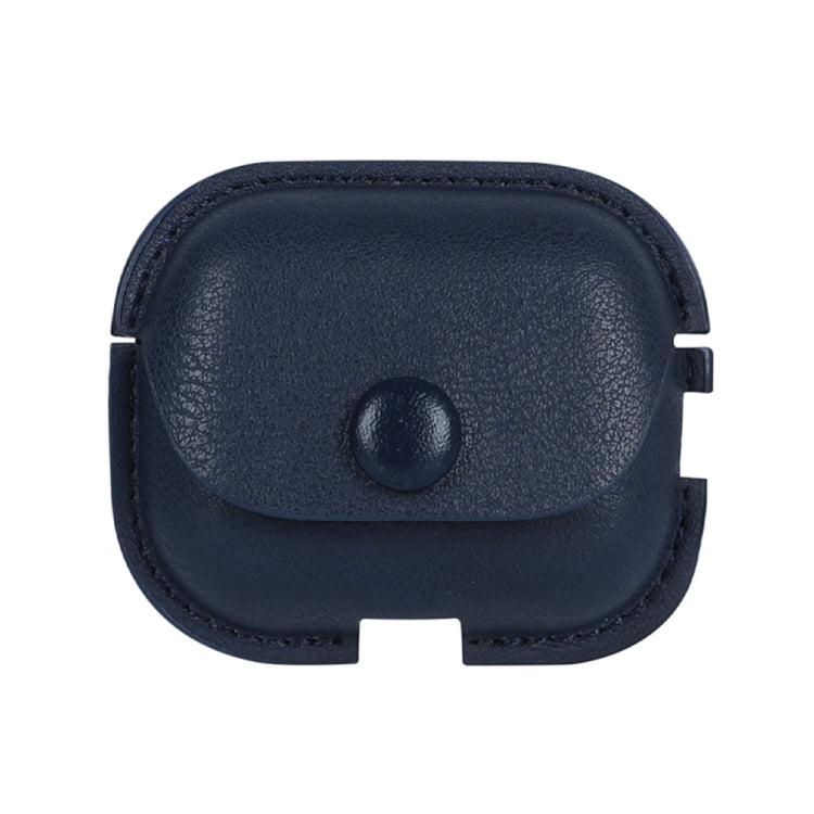 For AirPods Pro 2 Litchi Texture PU Leather Earphone Protective Case with Hook(Blue) - For AirPods Pro 2 by PMC Jewellery | Online Shopping South Africa | PMC Jewellery | Buy Now Pay Later Mobicred