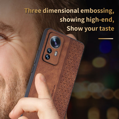 For Xiaomi 12 Pro / 12S Pro AZNS 3D Embossed Skin Feel Phone Case(Brown) - Xiaomi Cases by AZNS | Online Shopping South Africa | PMC Jewellery | Buy Now Pay Later Mobicred