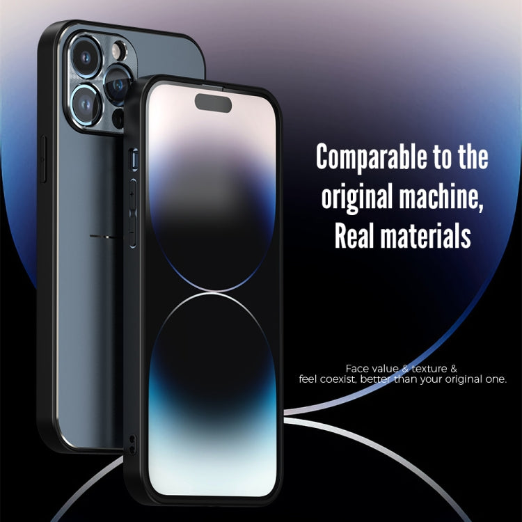 For iPhone 14 Plus R-JUST RJ52 3-Line Style Metal TPU Shockproof Phone Case(Blue) - iPhone 14 Plus Cases by R-JUST | Online Shopping South Africa | PMC TechLife