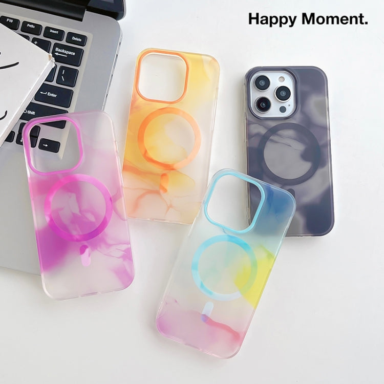 For iPhone 12 Watercolor Magsafe Phone Case(Yellow) - iPhone 12 / 12 Pro Cases by PMC TechLife | Online Shopping South Africa | PMC TechLife