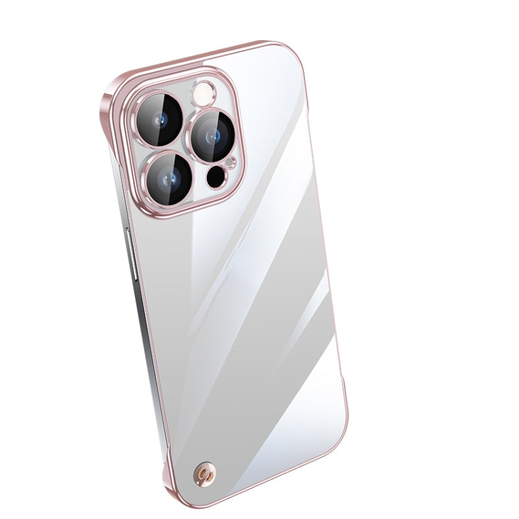 For iPhone 14 Pro Max Electroplating Frameless Clear PC Phone Case(Pink) - iPhone 14 Pro Max Cases by PMC Jewellery | Online Shopping South Africa | PMC Jewellery | Buy Now Pay Later Mobicred