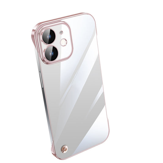 For iPhone 12 Electroplating Frameless Clear PC Phone Case(Pink) - iPhone 12 / 12 Pro Cases by PMC Jewellery | Online Shopping South Africa | PMC Jewellery | Buy Now Pay Later Mobicred