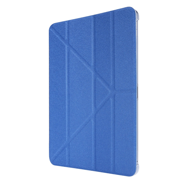 For iPad Air 13 2024 / Pro 12.9 2020 Silk Texture Horizontal Deformation Flip Leather Tablet Case with Three-folding Holder(Blue) - iPad Pro 12.9 (2020) Cases by PMC TechLife | Online Shopping South Africa | PMC TechLife | Buy Now Pay Later Mobicred