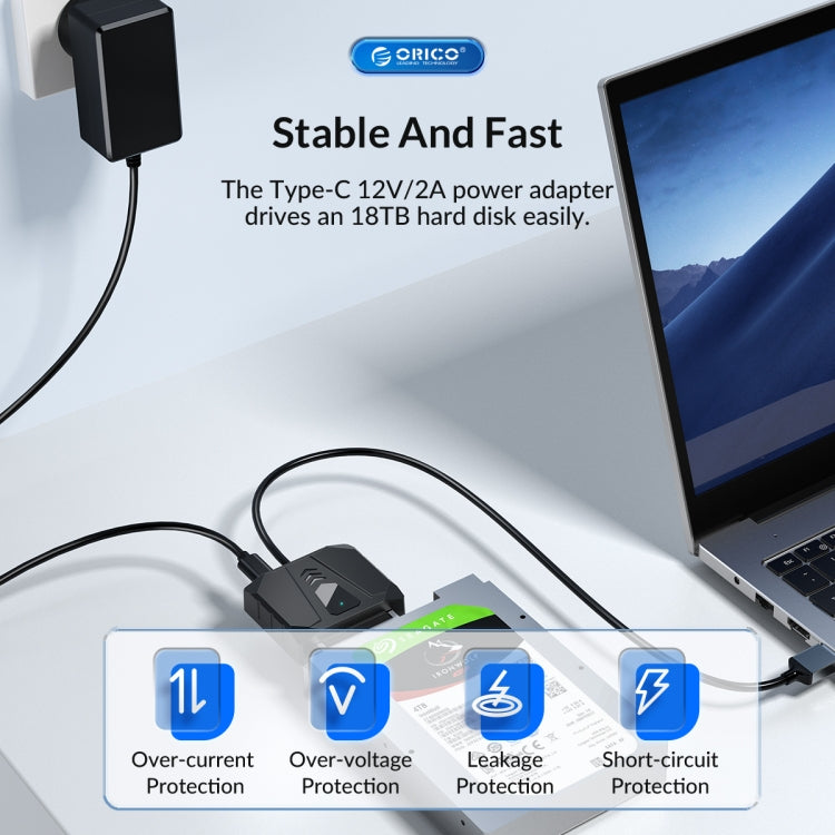 ORICO UTS1 USB 3.0 2.5-inch SATA HDD Adapter with 12V 2A Power Adapter, Cable Length:0.3m(AU Plug) - USB to IDE / SATA by ORICO | Online Shopping South Africa | PMC Jewellery | Buy Now Pay Later Mobicred