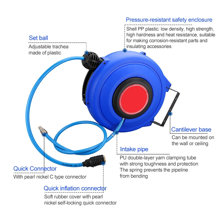 LAIZE Automatic Retractable Air Hose Reel Pneumatic PU Tube, Specification:12x8mm, 12m - free shipping - PMC TechLife - Order now!