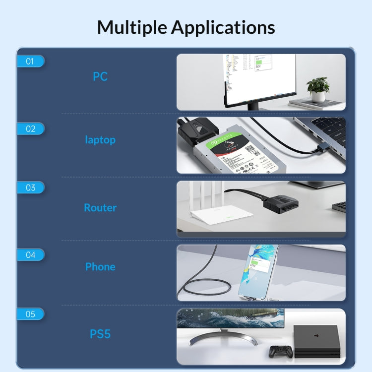 ORICO UTS2 USB 3.0 2.5-inch SATA HDD Adapter with 12V 2A Power Adapter, Cable Length:0.3m(UK Plug) - USB to IDE / SATA by ORICO | Online Shopping South Africa | PMC Jewellery | Buy Now Pay Later Mobicred