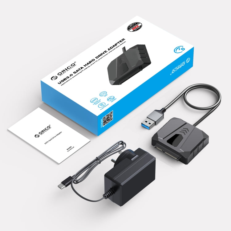 ORICO UTS2 USB 3.0 2.5-inch SATA HDD Adapter with 12V 2A Power Adapter, Cable Length:0.5m(UK Plug) - USB to IDE / SATA by ORICO | Online Shopping South Africa | PMC Jewellery | Buy Now Pay Later Mobicred