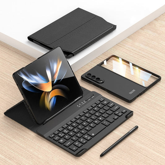 For Samsung Galaxy Z Fold4 5G Magnetic Folding Bluetooth Keyboard Leather Case(Carbon Fiber) - Samsung Keyboard by PMC Jewellery | Online Shopping South Africa | PMC Jewellery