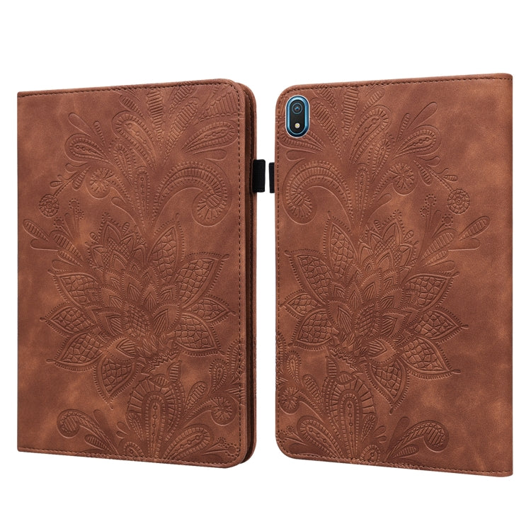 For Nokia T20 10.4 2021 Lace Flower Embossing Pattern Leather Tablet Case(Brown) - Nokia by PMC TechLife | Online Shopping South Africa | PMC TechLife | Buy Now Pay Later Mobicred