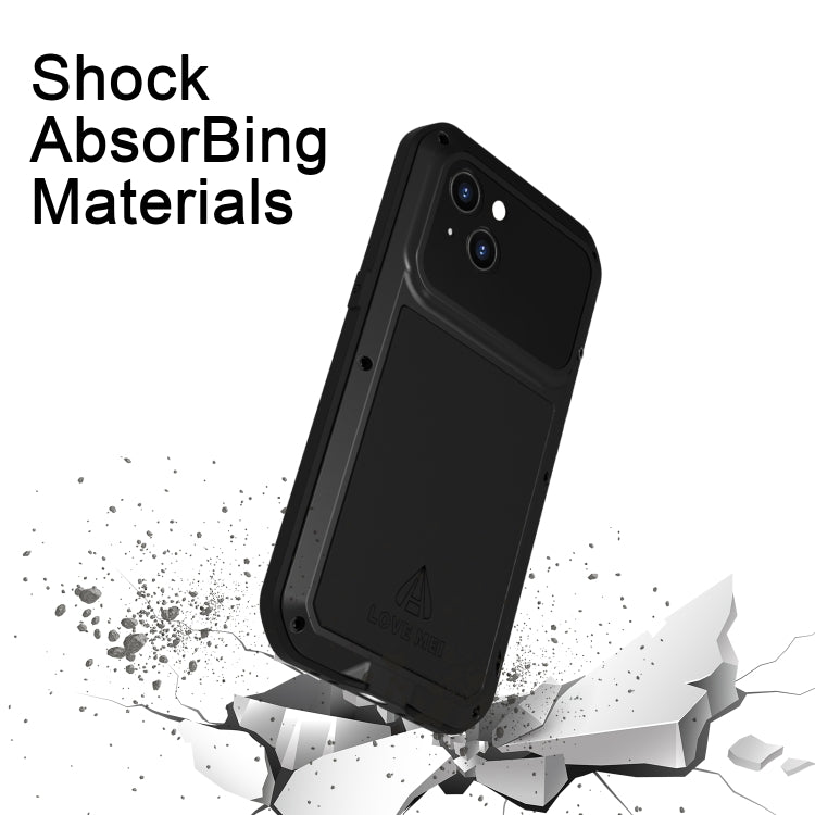 For iPhone 14 Plus LOVE MEI Metal Shockproof Life Waterproof Dustproof Phone Case(Black) - free shipping - PMC TechLife - Order now!