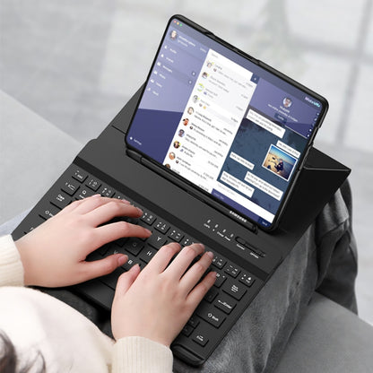 For Samsung Galaxy Z Fold3 5G Magnetic Folding Bluetooth Keyboard Leather Case(Carbon Fiber) - Samsung Keyboard by PMC Jewellery | Online Shopping South Africa | PMC Jewellery