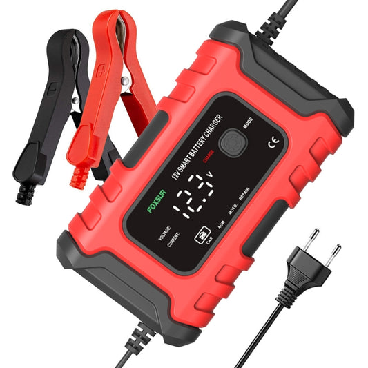 FOXSUR 6A 12V Motorcycle / Car Smart Battery Charger, Plug Type:UK Plug(Red) - Battery Charger by FOXSUR | Online Shopping South Africa | PMC Jewellery | Buy Now Pay Later Mobicred
