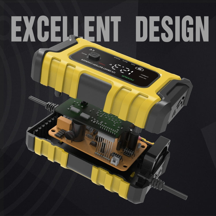 FOXSUR 6A 12V Motorcycle / Car Smart Battery Charger, Plug Type:EU Plug(Yellow) - free shipping - PMC TechLife - Order now!