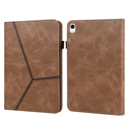 For iPad 10th Gen 10.9 2022 Solid Color Embossed Striped Leather Tablet Case(Brown) - iPad 10th Gen 10.9 Cases by PMC Jewellery | Online Shopping South Africa | PMC Jewellery