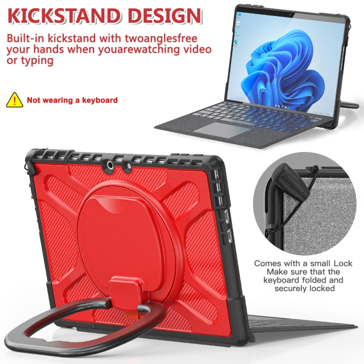 For MicroSoft Surface Pro 9 / 10 / 11 Handle Rotatable Kickstand Shockproof Tablet Case(Red) - Others by PMC TechLife | Online Shopping South Africa | PMC TechLife | Buy Now Pay Later Mobicred