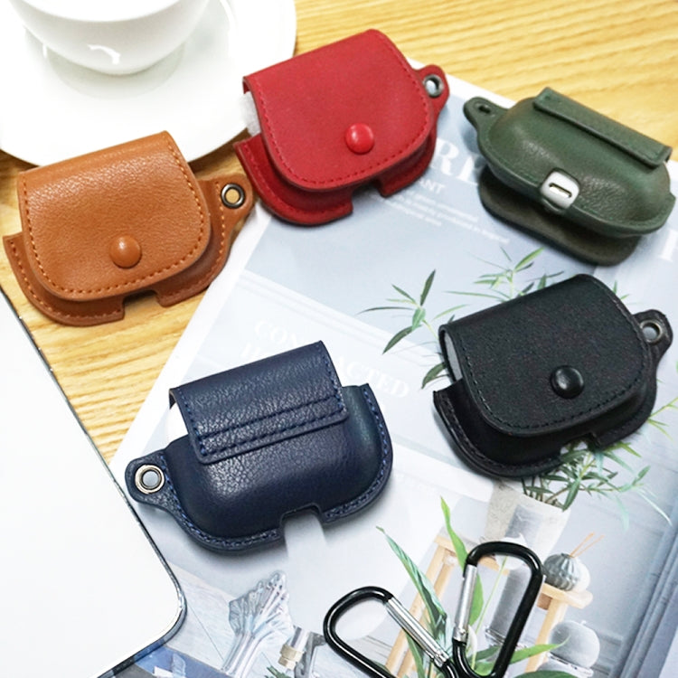 For AirPods Pro 2 Backpack Style PU Leather Earphone Protective Case with Lanyard(Army Green) - For AirPods Pro 2 by PMC Jewellery | Online Shopping South Africa | PMC Jewellery | Buy Now Pay Later Mobicred