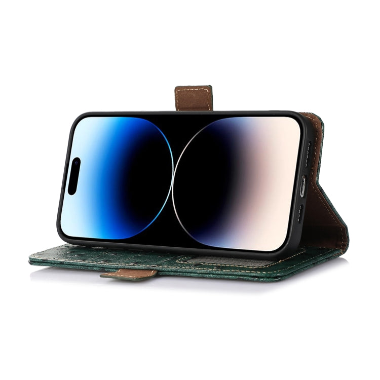 For Google Pixel 7 Ostrich Pattern Genuine Leather RFID Phone Case(Green) - Google Cases by PMC TechLife | Online Shopping South Africa | PMC TechLife | Buy Now Pay Later Mobicred