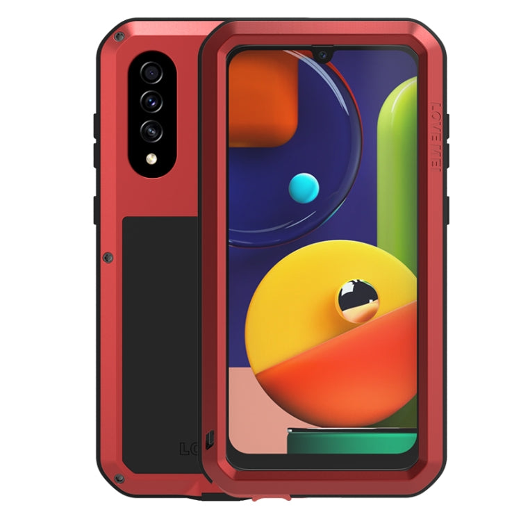 For Galaxy A50s LOVE MEI Metal Shockproof Waterproof Dustproof Protective Case(Red) - Galaxy Phone Cases by LOVE MEI | Online Shopping South Africa | PMC Jewellery