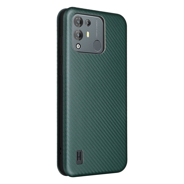 For Blackview A55 Pro Carbon Fiber Texture Horizontal Flip PU Phone Case(Green) - More Brand by PMC TechLife | Online Shopping South Africa | PMC TechLife | Buy Now Pay Later Mobicred