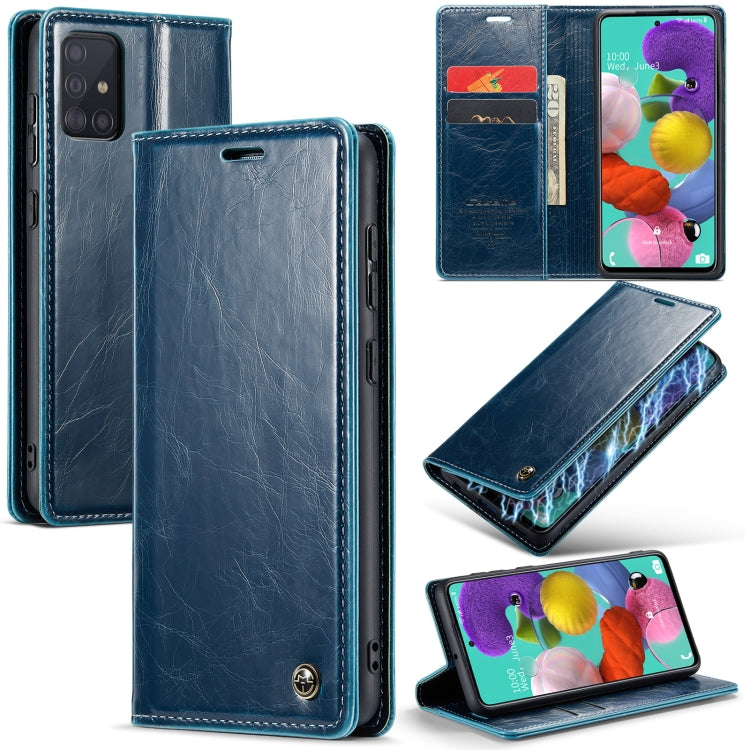 For Samsung Galaxy A51 4G/M40S CaseMe 003 Crazy Horse Texture Leather Phone Case(Blue) - Galaxy Phone Cases by CaseMe | Online Shopping South Africa | PMC Jewellery | Buy Now Pay Later Mobicred