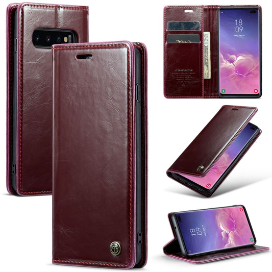 For Samsung Galaxy S10+ CaseMe 003 Crazy Horse Texture Leather Phone Case(Wine Red) - Galaxy Phone Cases by CaseMe | Online Shopping South Africa | PMC Jewellery | Buy Now Pay Later Mobicred