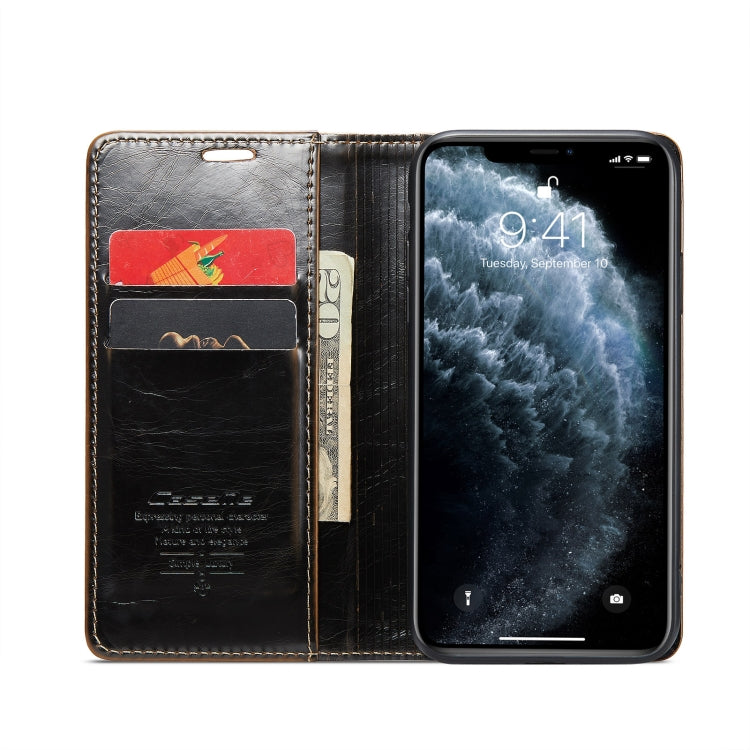 For iPhone 11 Pro Max CaseMe 003 Crazy Horse Texture Leather Phone Case(Coffee) - iPhone 11 Pro Max Cases by CaseMe | Online Shopping South Africa | PMC Jewellery | Buy Now Pay Later Mobicred