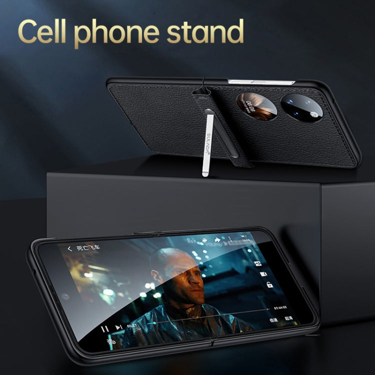 For Huawei P50 Pocket SULADA Invisible Bracket Leather Back Cover Phone Case(Orange) - free shipping - PMC TechLife - Order now!