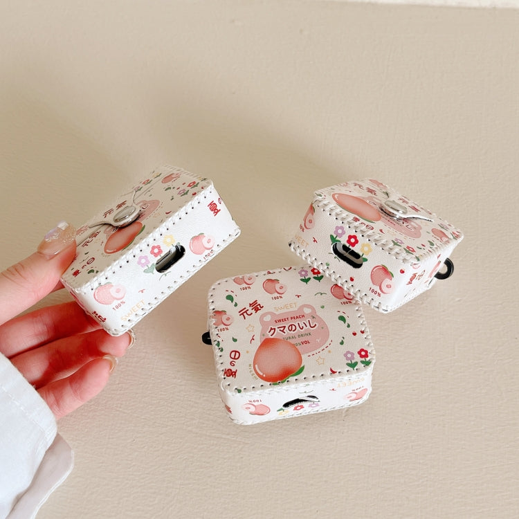 For AirPods 3 PU Leather Wireless Earphone Case(Peach) - For AirPods 3 by PMC Jewellery | Online Shopping South Africa | PMC Jewellery | Buy Now Pay Later Mobicred