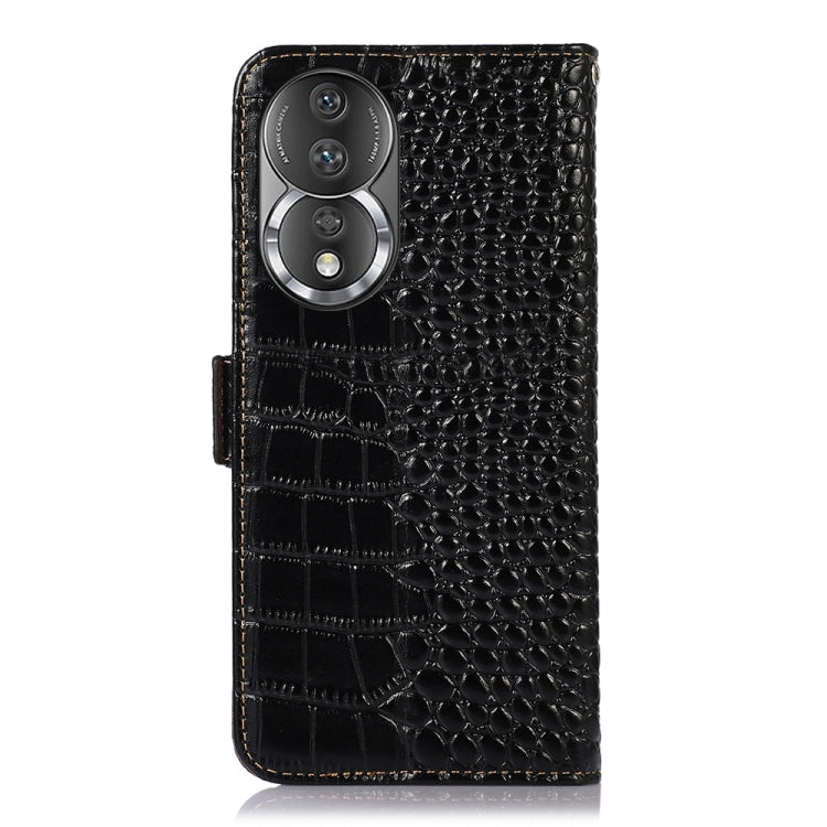 For Honor 80 Crocodile Top Layer Cowhide Leather Phone Case(Black) - Honor Cases by PMC TechLife | Online Shopping South Africa | PMC TechLife | Buy Now Pay Later Mobicred