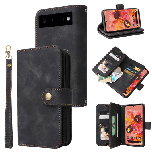 For Google Pixel 6 Multifunctional Card Slot Zipper Wallet Leather Phone Case(Black) - Google Cases by PMC Jewellery | Online Shopping South Africa | PMC Jewellery | Buy Now Pay Later Mobicred